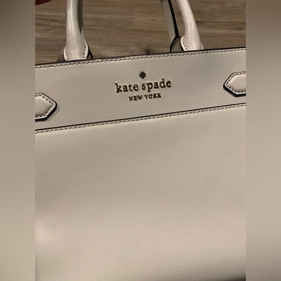 Kate Spade Staci Medium Satchel Bag in Parchment White Color Leather - Picture 3 of 6